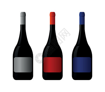 酒瓶标签酒瓶 ico瓶子玻璃红色脖子餐厅白色藤蔓品牌空白酒吧插画