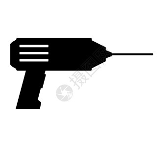 机械钻头钻图标插图白色黑色黑与白力量塑料机械乐器钻头工作插画