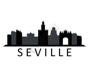 欧洲镇seville 天线城市白色地标建筑景观插图全景水平地平线旅游设计图片