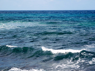 海 海蓝天地平线天空蓝色背景图片