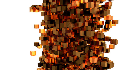 抽象背景与橙色 3d 多维数据集橙子墙纸正方形合金团体立方体盒子反射背景图片