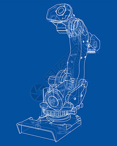 工业机器人机械手 矢量图像自动化力学工程电脑工厂草图生产技术金属蓝图背景图片