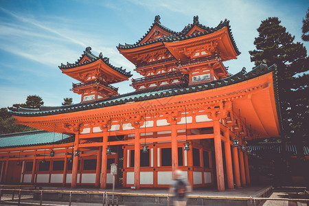 苍龙日本京都济津古神庙场景神道花园佛教徒建筑学神社橙子文化传统宗教背景