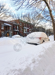 下雪邻里冬季城市街道 多雪背景