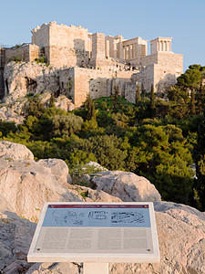 在背景中出现阿雷奥帕戈斯和雅典卫城的征兆背景图片