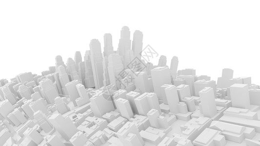 城市景观背景的空中视图摩天大楼3d白色建筑建筑学盒子立方体背景图片