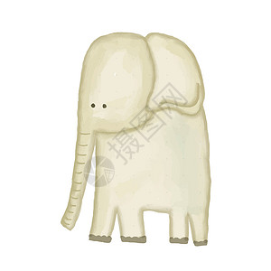 白色 backgr 上孤立的涂鸦水彩手绘大象背景图片