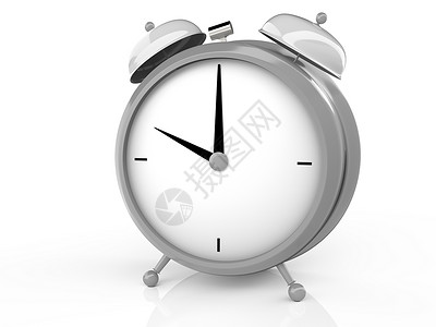 白色背景上的闹钟 上午 10 点或下午  3D仁德手表金属灰色时间3d插图铃声黑色顺时针渲染背景图片