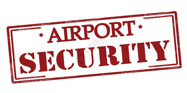 机场安检邮票橡皮飞机场安全红色保险丝墨水矩形背景图片