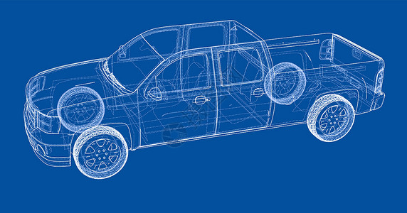 汽车 Suv 绘图轮廓 矢量渲染车辆蓝图检查越野车绘画车轮运输运动卡车草稿背景图片