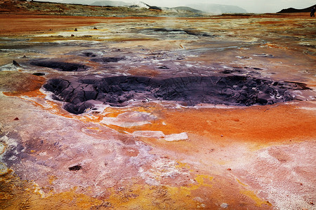 热拉提冰岛地热区火山发泄裂缝火山口场地环境蒸汽地震气体泥浆池背景