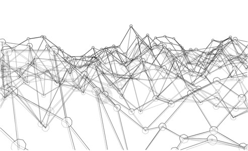 创意社交网络  3 的矢量渲染生物学三角形原子艺术节点多边形建造电脑蓝图插图背景图片