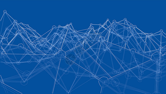 创意社交网络  3 的矢量渲染科学三角形建造节点生物学原子蓝图粒子技术电脑背景图片
