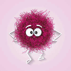 出租车怪物令人悲伤和沮丧的粉红球体生物设计图片