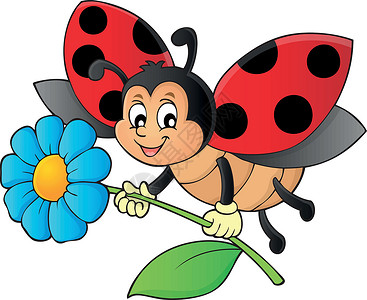 持有花主题图像1的Ladybug背景图片