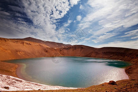 破火山口冰岛湖湖高地火山口火山旅游旅行娱乐天空场地陨石远足背景