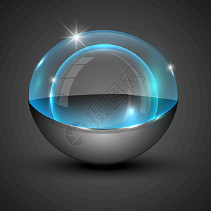 透明泡泡灰底圆圈蓝色球体水晶灰色气泡地球插图材料空白背景图片