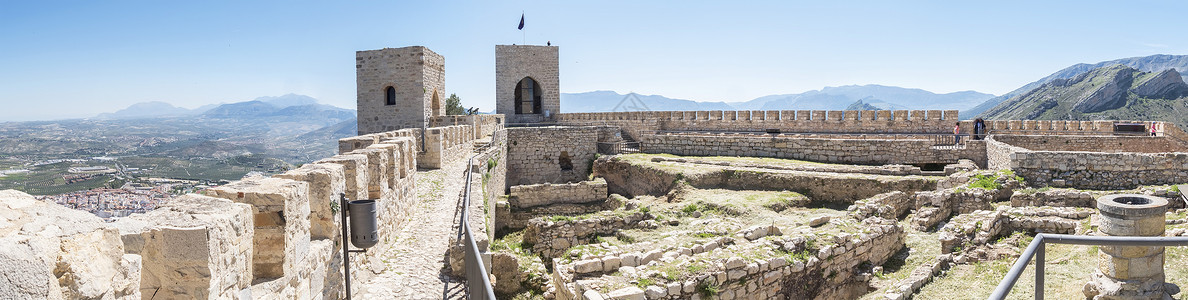 埃琳娜圣卡塔琳娜城堡内全景 西班牙Jaen建筑堡垒遗产废墟旅行旅游地标历史性石方历史背景