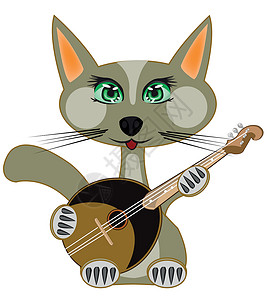 音乐家哈咪猫音乐乐器上的猫剧插画