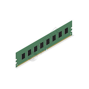 详情暗调3D 矢量图中的 RAM 模块记忆硬件绘画电脑技术笔记本绿色配件网络材料插画