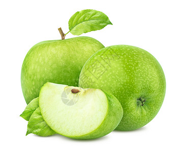 绿色苹果 白叶与白叶隔绝背景图片