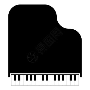 大钢琴图标黑色插图平面样式简单图像乌木钥匙器官音乐爱乐键盘工具象牙乐器声学背景图片