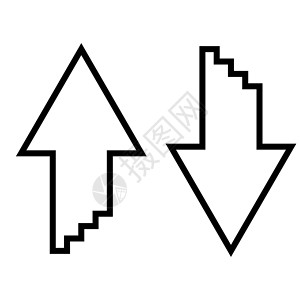 两个箭头与3d 效果上传和下载图标黑色插图平面样式简单图像代号导航互联网指针路标用户网络背景图片