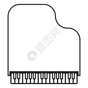 大钢琴图标黑色插图平面样式简单图像声学音乐爱乐键盘器官乐器乌木象牙工具钥匙背景图片