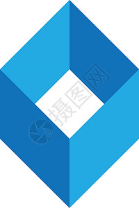 空盒子蓝色空框徽标模板 商业或物流公司的简单几何形状标识 矢量图插画