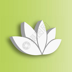 绿色渐变背景上的莲花 3d 图标 和健康的生活方式主题 它制作图案矢量瑜伽艺术插图身体装饰品温泉生物药品植物群植物背景图片