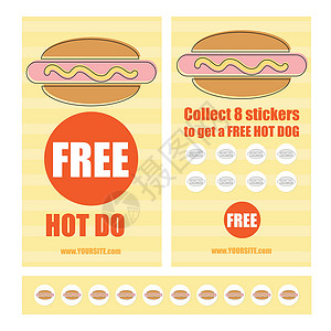 礼品券模板 插图 快餐概念     免费热狗背景图片