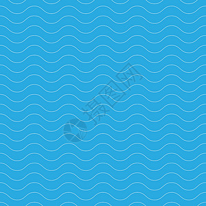 无缝波浪图案 蓝色背景上的白色细线 航海和水主题 它制作图案矢量背景图片