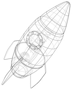 火箭素描  3 的矢量渲染蓝图草图绘画艺术插图飞船背景图片