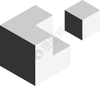 解决方案设计元素概念  3D 立方体块 最后一块在外面 它制作图案矢量插图反射技术建造正方形植物艺术商业科学团体背景图片