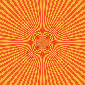 呈放射状排列的橙黄色光线 阳光光束主题 抽象背景图案 它制作图案矢量烧伤辐射活力艺术日落星星耀斑晴天正方形辉光插画