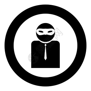 名侦探柯南戴着面具的男人隐姓埋名 黑色图标呈圆形或圆形想像力匿名舞会代理人男人刑事侦探互联网数据帽子插画