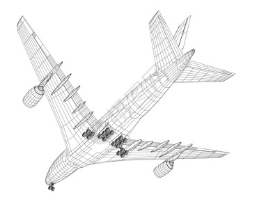 纯透明图素材客机  3d 它制作图案假期旅游空气旅行航空航班天空草稿蓝图飞机背景