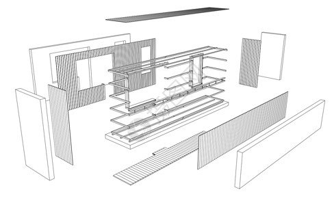 阳台的建筑师 3d 图绘画项目住房建筑学公寓住宅建筑房间背景图片