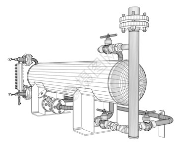 管道图线框工业设备设施管子工程部分对象金属技术草图阀门配件背景