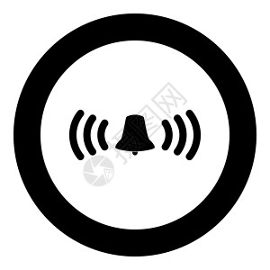 响铃图标黑颜色在 circl门铃体积警报黑色圆形信号顺口溜车站手铃按钮背景图片