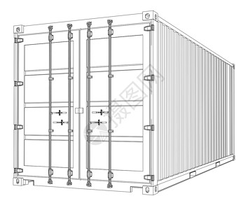 货物集装箱 线框样式货运仓库起重机包装船运后勤出口工业办公室运输背景图片