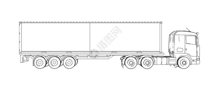 由集装箱卡车后勤船运盒子草稿货物出口运输绘画进口飞机物流背景图片