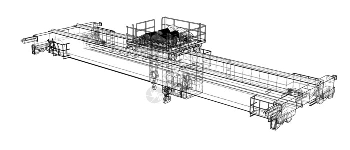 桥式起重机草图蓝图工厂制造业重量3d龙门架技术绳索工业框架背景图片