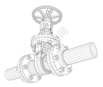 管道图工业阀门  3d 它制作图案管道白色工程金属绘画草图龙头管子螺栓植物背景