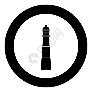 圆塔圆环中的灯塔图标黑色颜色设计图片