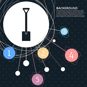 吐痰铲图标与背景到点和信息图表样式 韦克托插画