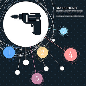 螺丝刀电钻图标 背景恰到好处 具有信息图表风格 韦克托插画
