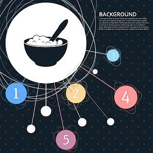 平遥碗托粥图标与背景到点和信息图表样式 韦克托设计图片