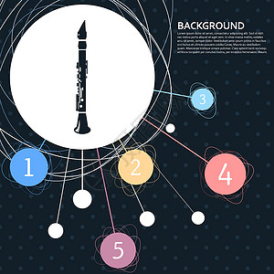 彩色长笛带有点的背景和内容图样式的图标 矢量插画