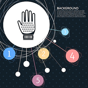 手指尺寸素材带有指向点的背景和信息布局样式的手套图标 矢量插画